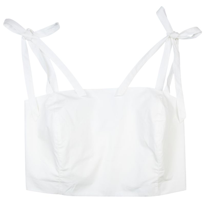 A New Day Women's Tie Shoulder Strap Smocked Tank Top In White, 3x